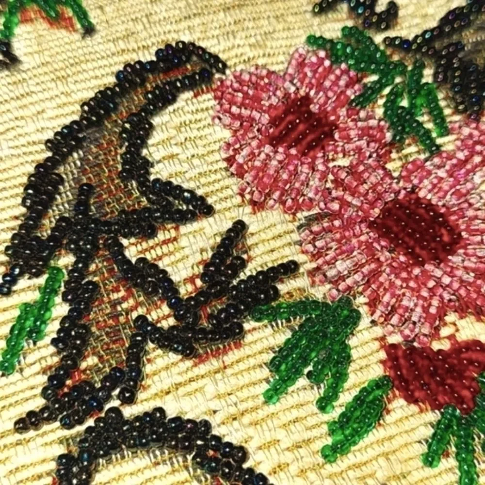 Vintage Floral Embroidered Handbag with Attached Coin Purse